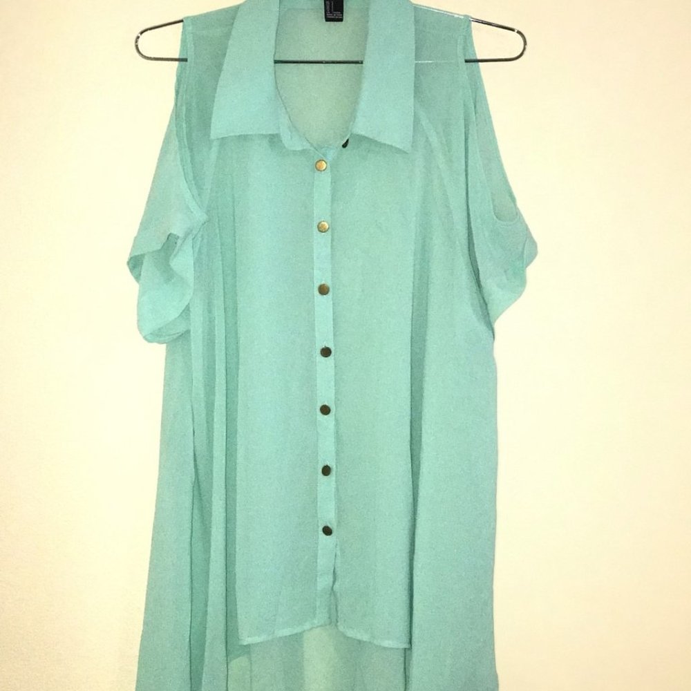 Forever 21 cold shoulder hi-low blouse